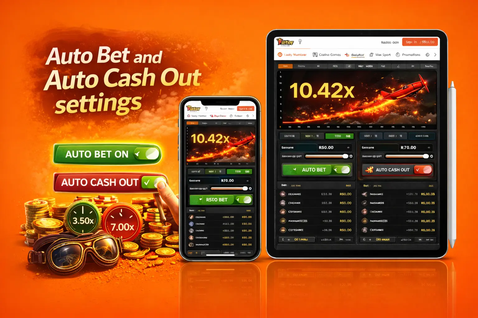 Auto Bet and Auto Cash Out Settings in Aviator on YesPlay