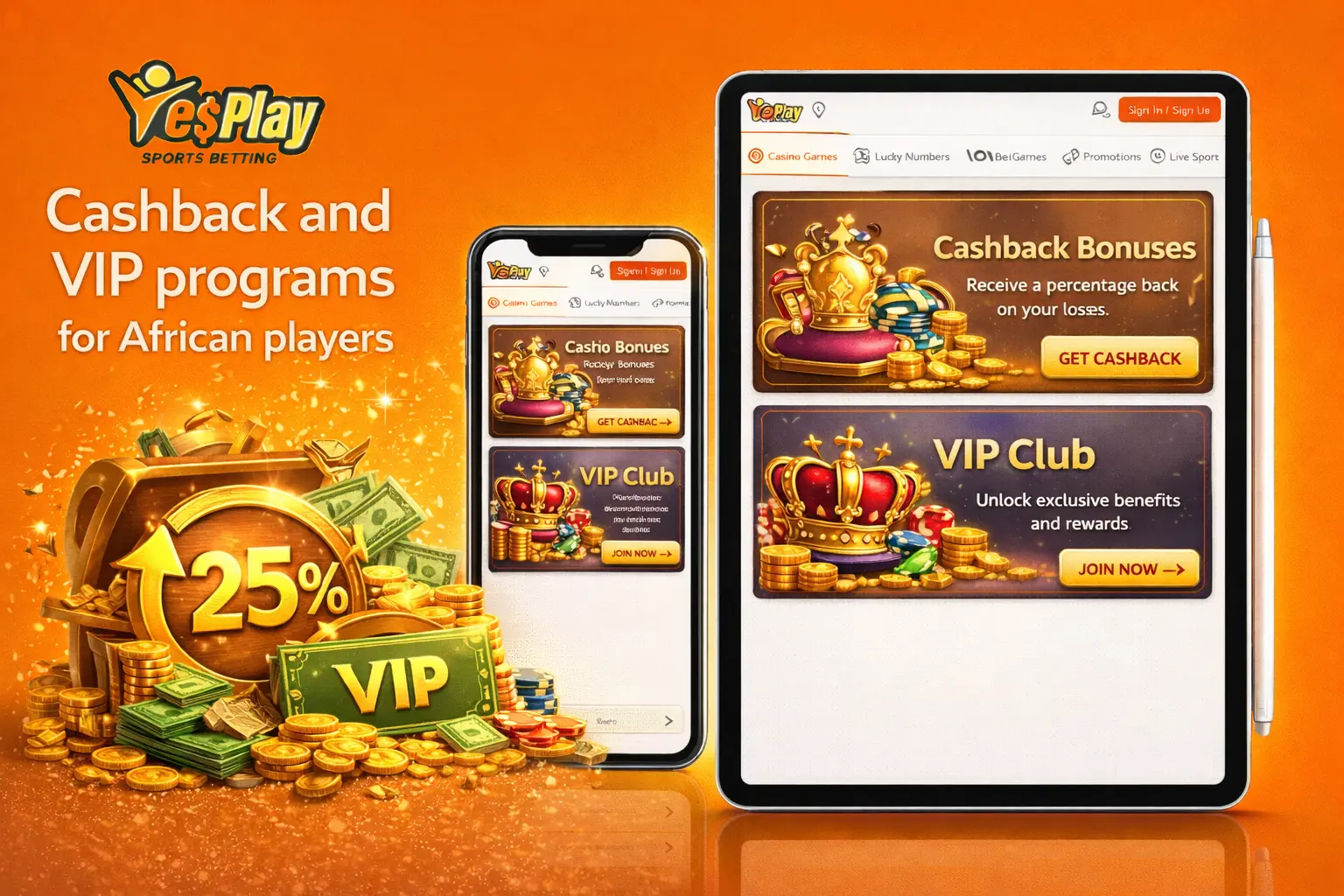 YesPlay Cashback and VIP Programs – Loyalty Bonuses for African Players