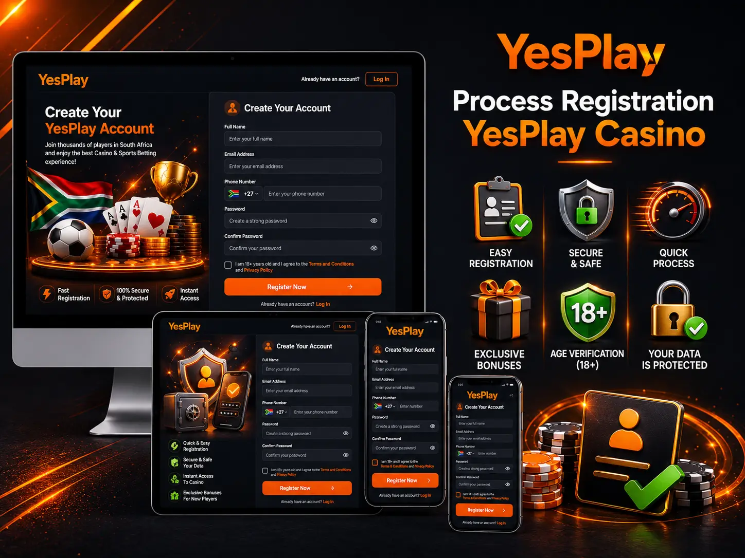 YesPlay Registration - Quick account creation process for South African players