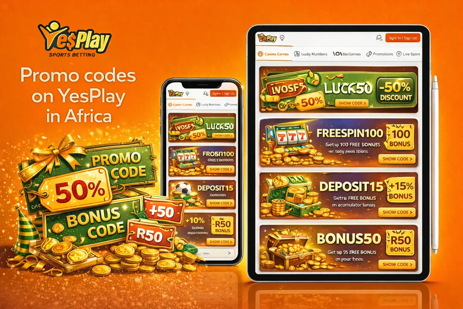 Promo Codes on YesPlay in Africa – Discounts, Free Spins and Special Offers