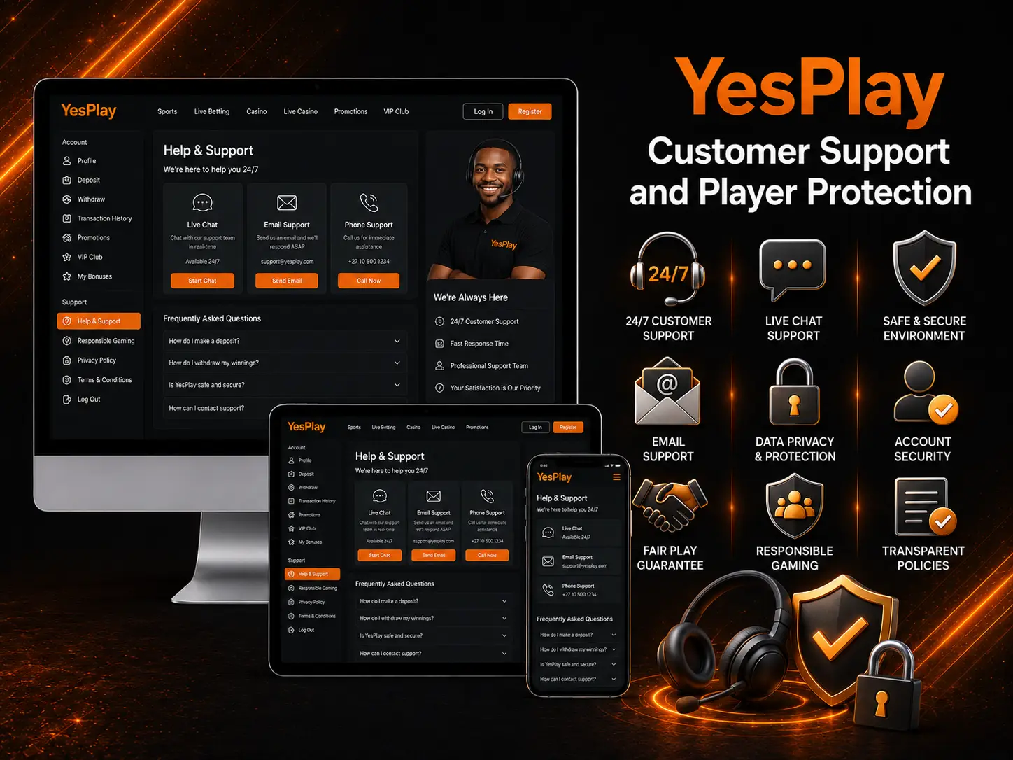 YesPlay Customer Support - 24/7 assistance for African players